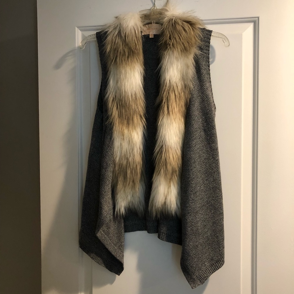 Faux fur sweater vest